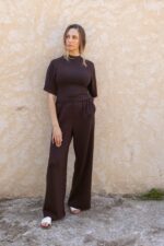 ENSEMBLE TOP COL ROND & PANTALON TAILLE ÉLASTIQUE – Image 2