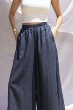 Pantalon large jean fluide effet jupe – Image 4